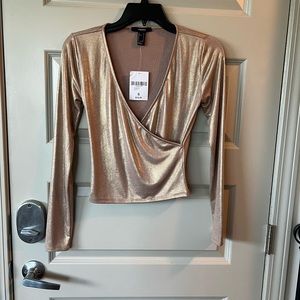 Gold Long Sleeve Crop Top